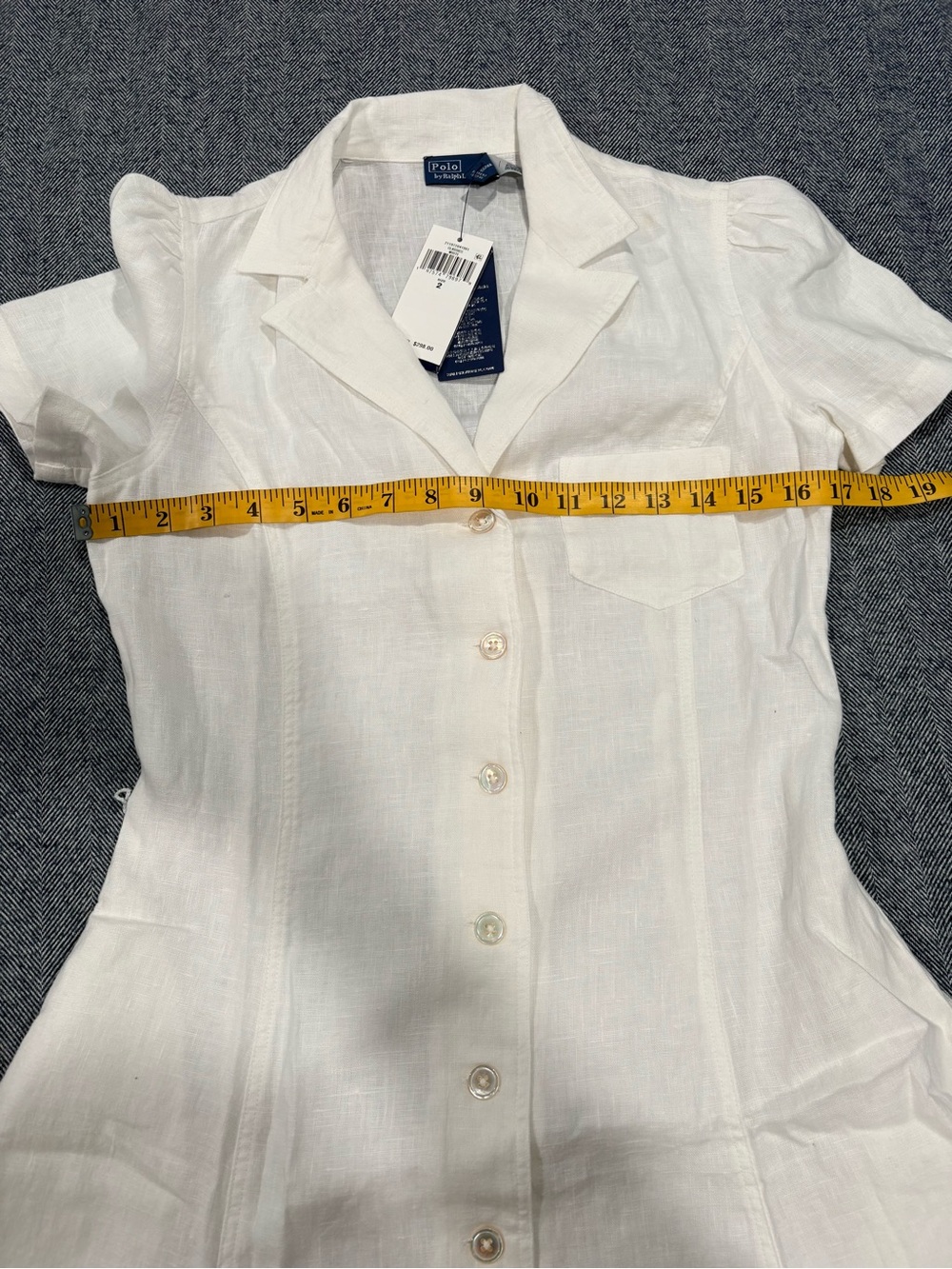 Polo Ralph Lauren Belted Linen A-Line Shirtdress | color: white | size: 2 - Picture 6 of 11